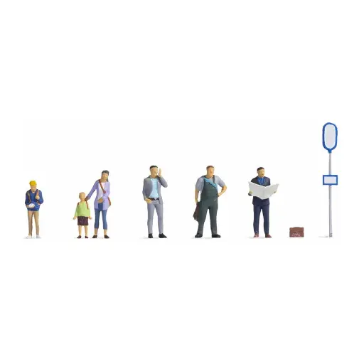 [NO15246] Pack de 6 voyageurs à l'arrêt de bus NOCH 15246 - HO : 1/87ème