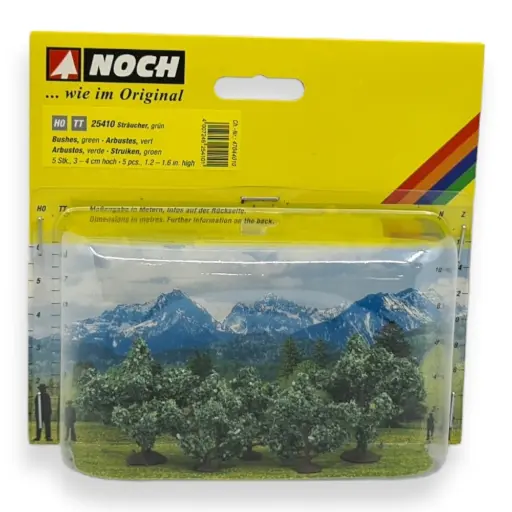 [NO25410] 5 arbustes verts 3 à 4 cm de haut - NOCH 25410 - HO TT