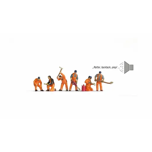 [NO12801] Travailleurs sur chantier et module sonore - NOCH 12801 - HO 1/87