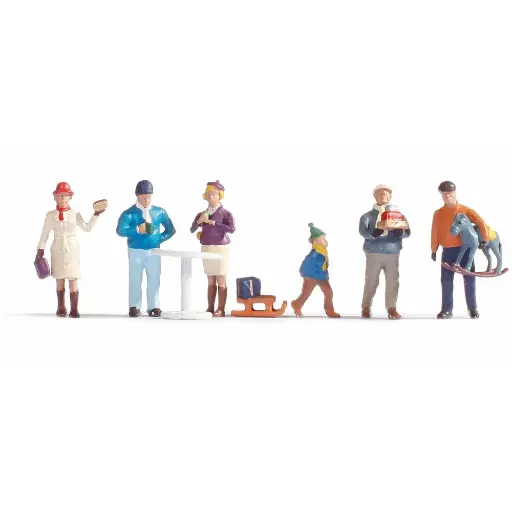 [NO15926] Lot de 6 figurines "Marché de Noël" - NOCH 15926 - HO : 1/87