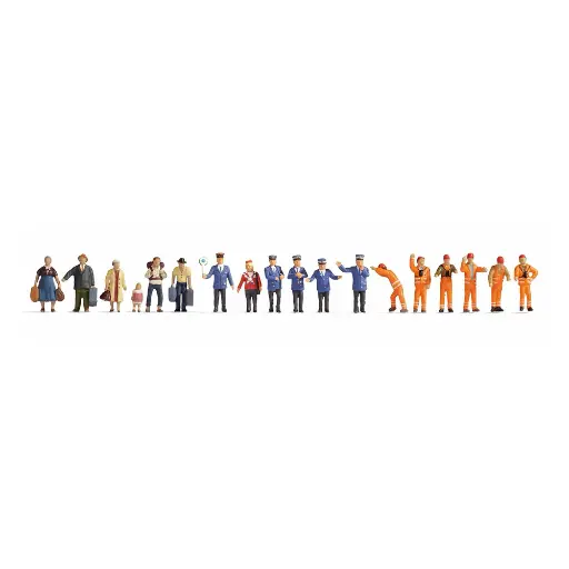 [NO16122] Pack XL 18 Figurines "À la gare" NOCH 16122 - HO 1/87ème