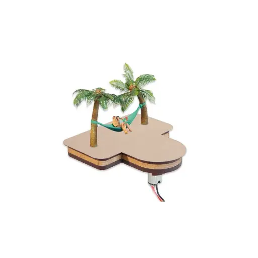 [NO21772] Lot de 2 palmiers avec hamac motorisé et 2 personnages - Noch 21772 - HO 1/87
