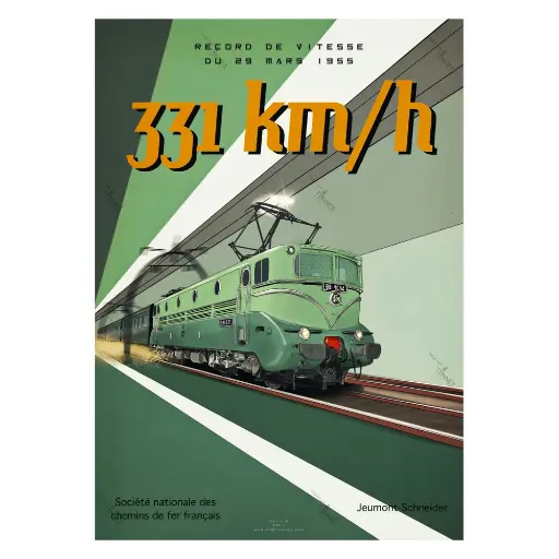 [8TREC1955] Poster Locomotive BB9004 Record 1955 - 800Tonnes 8TREC1955 - A2 42.0 x 59.4 cm - 331 km/h