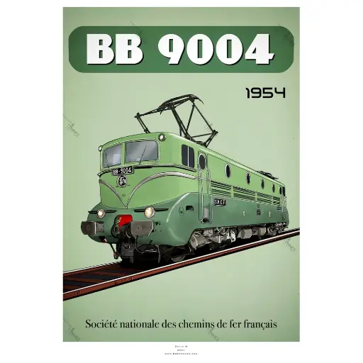 [8TBB9004] Poster Locomotive BB 9004 - 1954 - SNCF - 800Tonnes 8TBB9004 - A2 42.0 x 59.4 cm