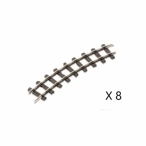 [PEST403] 8 rails courbes, 22,5°, code 80, rayon 228mm - Peco ST403 - HOe 1/87 - 2R