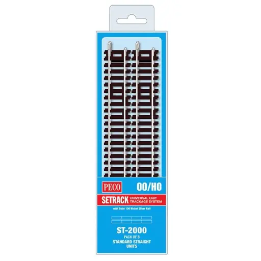 [PEST2000] 8 rails droits 168 mm Peco ST2000 - HO : 1/87 - Code 100