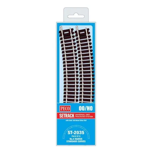 [PEST2035] 8 rails courbes rayon 571,5 mm 22,5° Peco ST2035 - HO : 1/87 - Code 100
