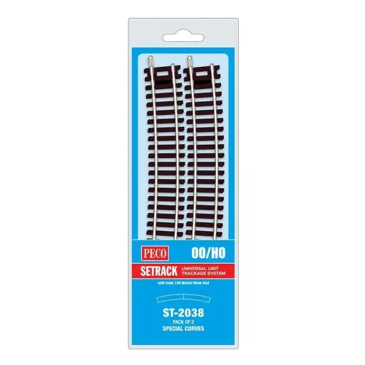 [PEST2038] Lot de 2 rails courbes rayon 571,5 mm 11,25° Peco ST2038 - HO : 1/87 - Code 100