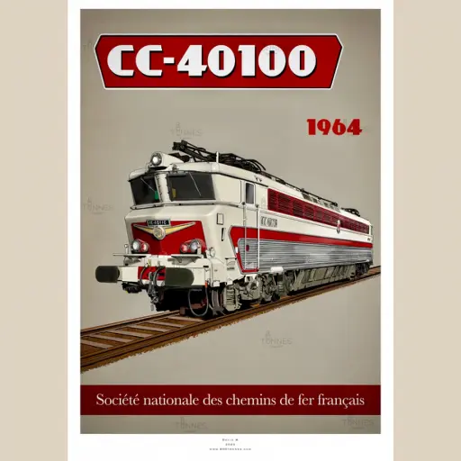[8TCC40100] Poster Locomotive CC 40100 - 800tONNES - 1964 - A2 42.0 x 59.4 cm - SNCF