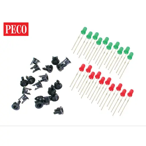 [PEPL30] Lot 10 LEDs Rouge et 10 vertes + 20 attaches PECO PL30