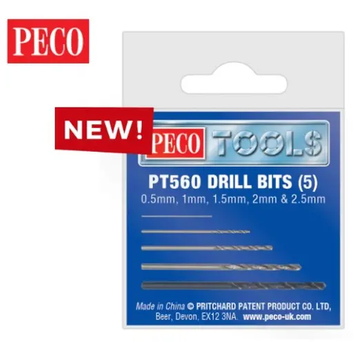 [PEPT560] Coffret de 5 forets 0,5 à 2,5mm - Peco PT560