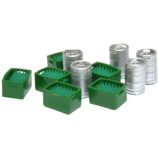 [87T22224] Fûts de bière et caisses vertes - 87TRAIN 22224 - HO 1/87