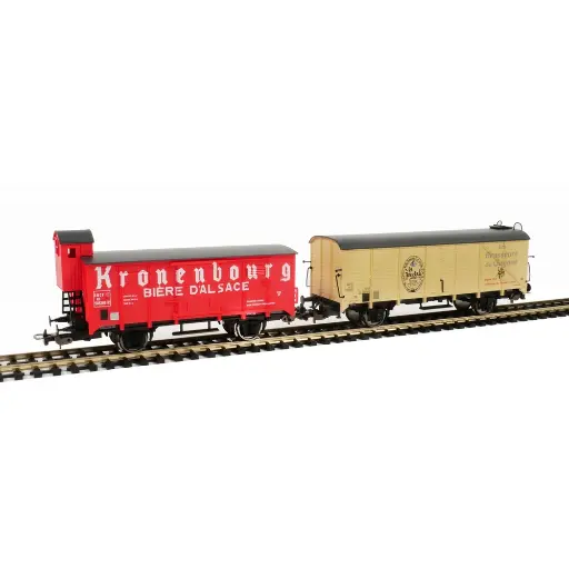 [PI97307] 2 wagons couverts, transport de bière, "Kronenbourg / La Goudale" - Piko 97307 - HO 1/87 - SNCF - Ep III - 2R