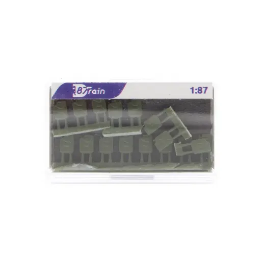 [87T221003] Lot de 16 bidons d’essence verts - 87TRAIN 221003 - HO 1/87