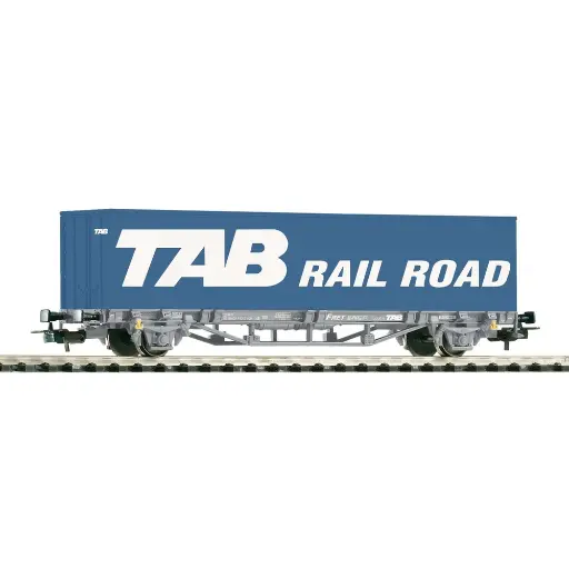 [PI97167] Wagon plat 2 essieux avec container 40' Tab Rail Road - Piko 97167 - HO 1/87 - SNCF - Ep. V