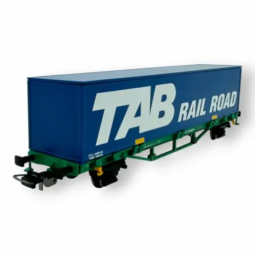 [PI97167] Wagon plat 2 essieux avec container 40' Tab Rail Road - Piko 97167 - HO 1/87 - SNCF - Ep. V