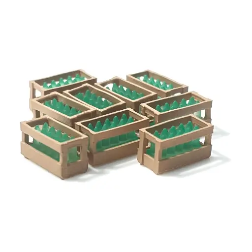 [87T221049] Caisses en bois avec bouteilles vertes - 87TRAIN 221049 - HO 1/87