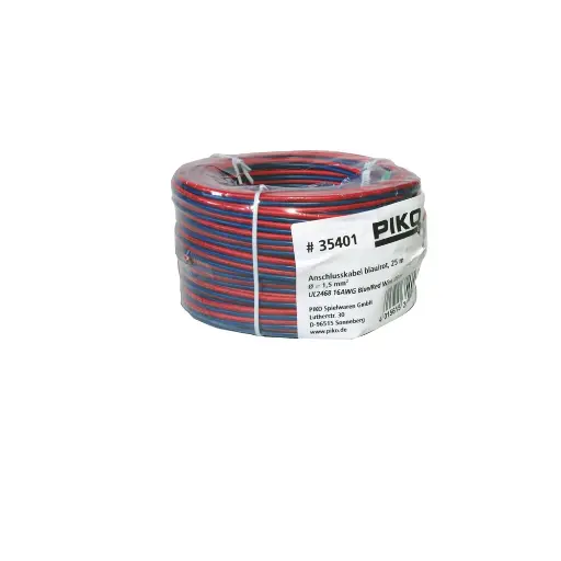 [PI35401] Bobine de câble rouge/bleu 1.5mm² - 25 mètres - Piko 35401 - G 1/22.5