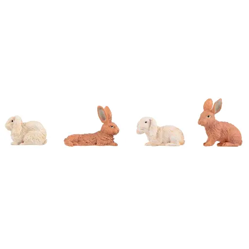 [PO331551] Pack de 4 Lapins - Figurine - POLA G 331551 - Blanc / marron - Échelle universelle