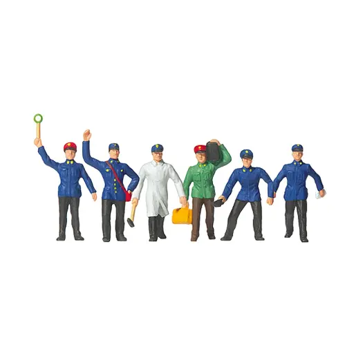 [PR10010] Lot de 6 employés / personnels de gare PREISER 10010 - HO 1/87