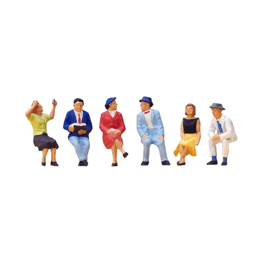 [PR10021] Pack de 6 Personnages assis - Figurine - PREISER 10021 - Échelle HO : 1/87ème
