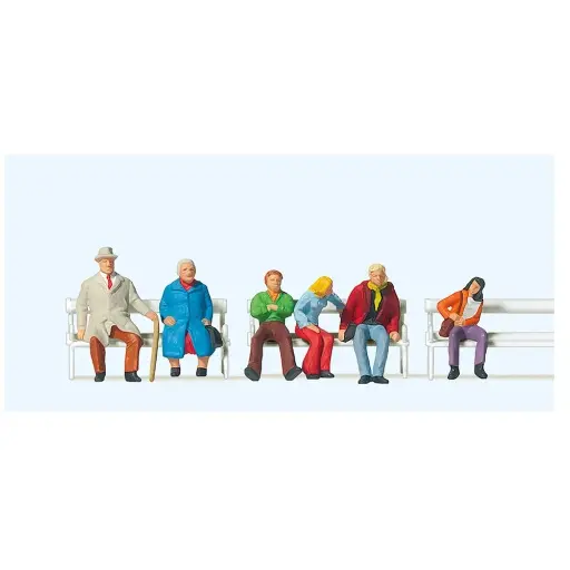 [PR10027] Pack de 3 couples sur bancs - Figurine - Preiser 10027 - HO 1/87