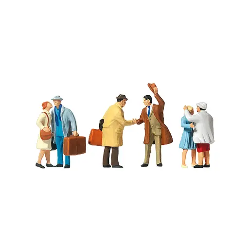 [PR10028] Pack de 6 Voyageurs - Scène de bienvenue - Figurine - PREISER 10028 - Échelle HO : 1/87ème