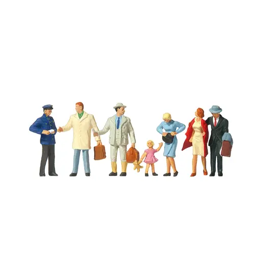 [PR10029] Lot de 6 Voyageurs et 1 Contrôleur - Figurine - PREISER 10029 - Échelle HO 1/87
