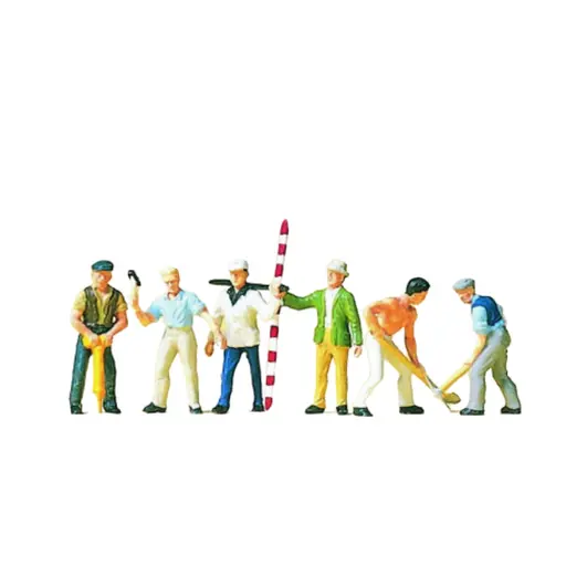 [PR10030] Pack de 6 Ouvriers - Figurine - PREISER 10030 - Échelle HO : 1/87ème