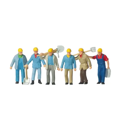 [PR10033] Pack de 6 Ouvriers - Figurine - PREISER 10033 - Échelle HO : 1/87ème
