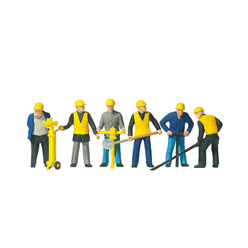 [PR10035] Pack de 6 Personnages - Groupe de maintenance - Figurine - PREISER 10035 - Échelle HO : 1/87ème