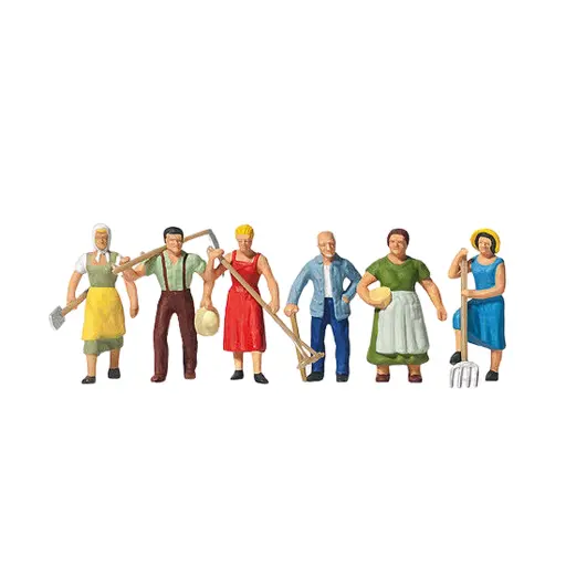 [PR10040] Pack de 6 Fermiers - Figurine - PREISER 10040 - Échelle HO : 1/87ème