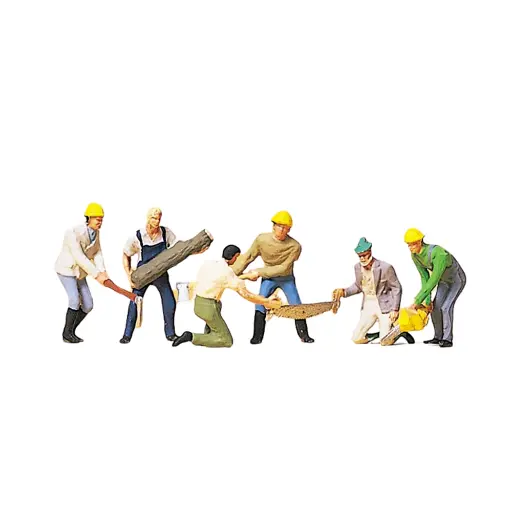 [PR10042] Pack de 6 Bûcherons - Figurine - PREISER 10042 - Échelle HO 1/87