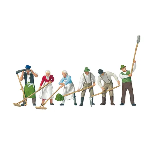 [PR10045] Pack de 6 Récolteurs de foins - Figurine - PREISER 10045 - Échelle HO : 1/87ème