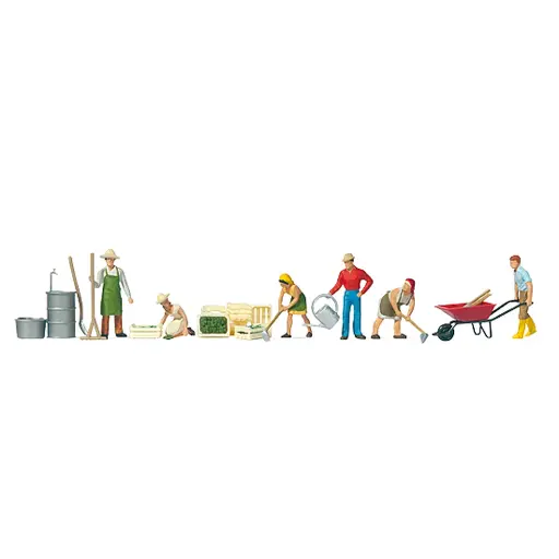 [PR10046] Pack de 6 Jardiniers et Accessoires - Figurine - PREISER 10046 - Échelle HO 1/87