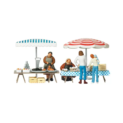[PR10052] Pack Étalage de marché - Figurine - PREISER 10052 - Échelle HO 1/87