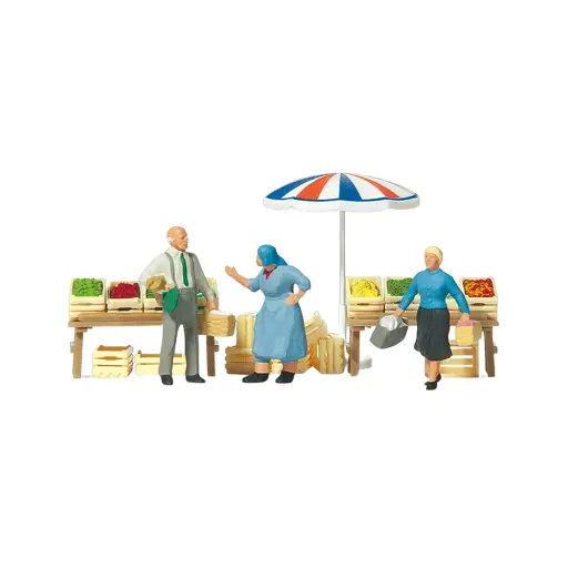 [PR10056] Pack de 3 Personnages au marché - Figurine - PREISER 10056 - Échelle HO : 1/87ème