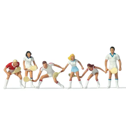 [PR10078] Pack de 6 Joueurs de tennis - Figurine - PREISER 10078 - Échelle HO : 1/87ème