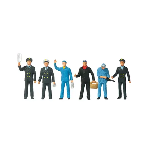 [PR10086] Pack de 6 Cheminots français - Figurine - PREISER 10086 - Échelle HO : 1/87ème
