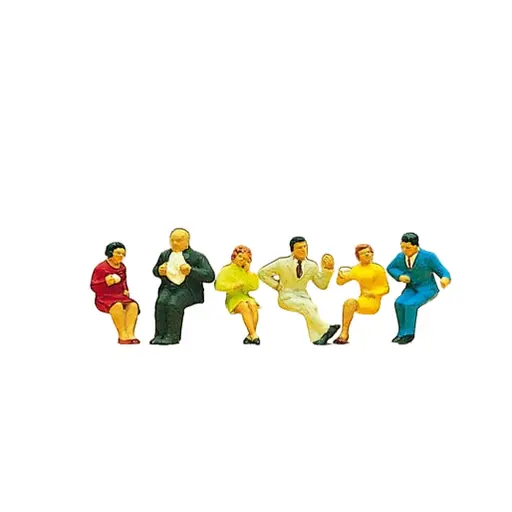 [PR10103] Lot de 6 personnages assis - Preiser 10103 - HO 1/87