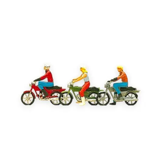 [PR10126] Lot de 3 motocyclistes - Preiser 10126 - HO 1/87