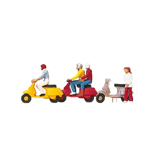 [PR10128] Lot de 4 Personnages motocyclistes - Preiser 10128 - HO 1/87