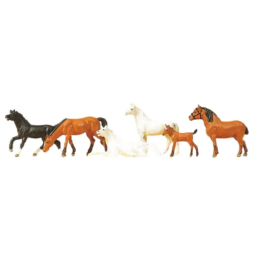 [PR10150] Lot de 6 Chevaux - PREISER 10150 - HO 1/87