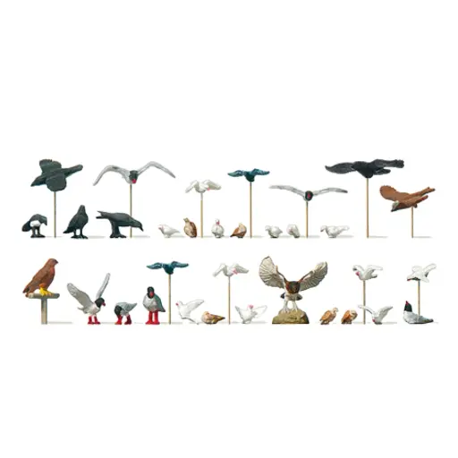 [PR10169] Ensemble d'oiseaux variés Preiser 10169 - HO 1:87