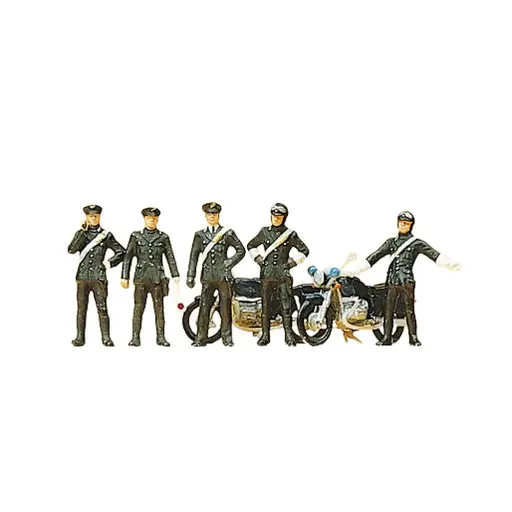 [PR10175] Lot de 5 carabiniers et 2 motos - Preiser 10175 - HO 1/87