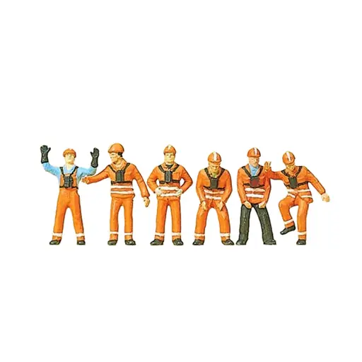 [PR10245] Lot de 6 personnage "Personnel de manoeuvre" - Preiser 10245 - HO 1/87