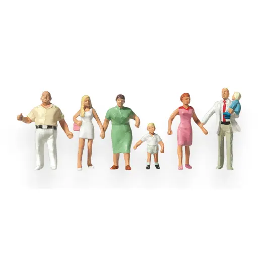 [PR10284] 6 Figurines famille en promenade PREISER 10284 - HO 1:87