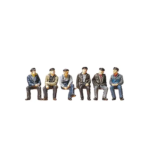 [PR10351] Lot de 6 ouvriers et dockers assis - Preiser 10351 - HO 1/87