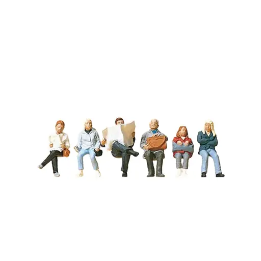 [PR10412] Lot de 6 Personnages Voyageurs Assis - Preiser 10412 - Echelle HO 1/87ème
