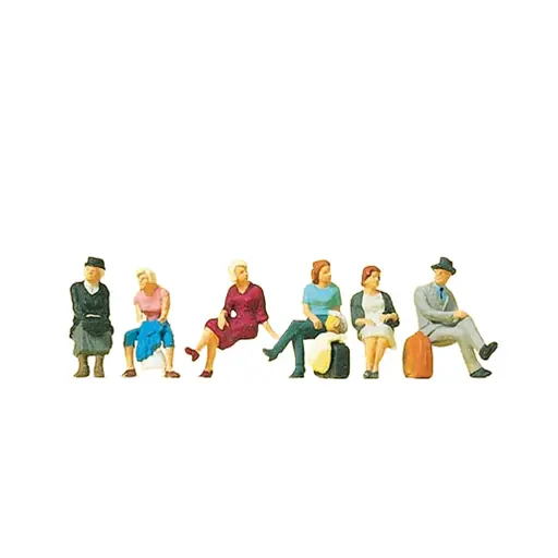 [PR10506] Lot de 6 personnages Assis - Preiser 10506 - Échelle HO 1/87